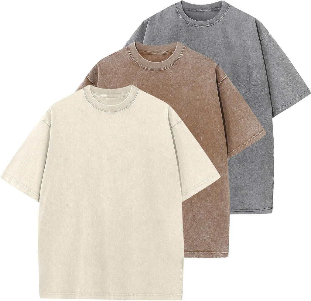 Unisex Cotton Oversized Tee - Loose Wash Solid Basic Top, Short Sleeve Crew Neck for Casual Everyday Layering - Small