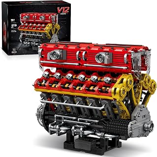 V12 Engine Model Kit that Runs for Adults, 4719 Pieces 12-Cylinder Sports Car Big Engine Building Set with Motor, Compatible 