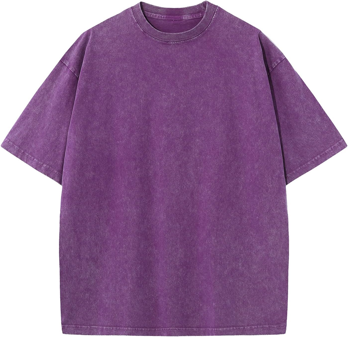 Unisex Cotton Oversized Tee - Loose Wash Solid Basic Top, Short Sleeve Crew Neck for Casual Everyday Layering - Large (2