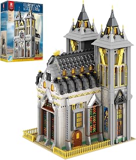 Reobrix Medieval Church Building Set 66027 with LED Lights, 3183 Pieces