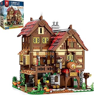 Reobrix Medieval Tavern Building Set, European Century Bistro Kit 66018
