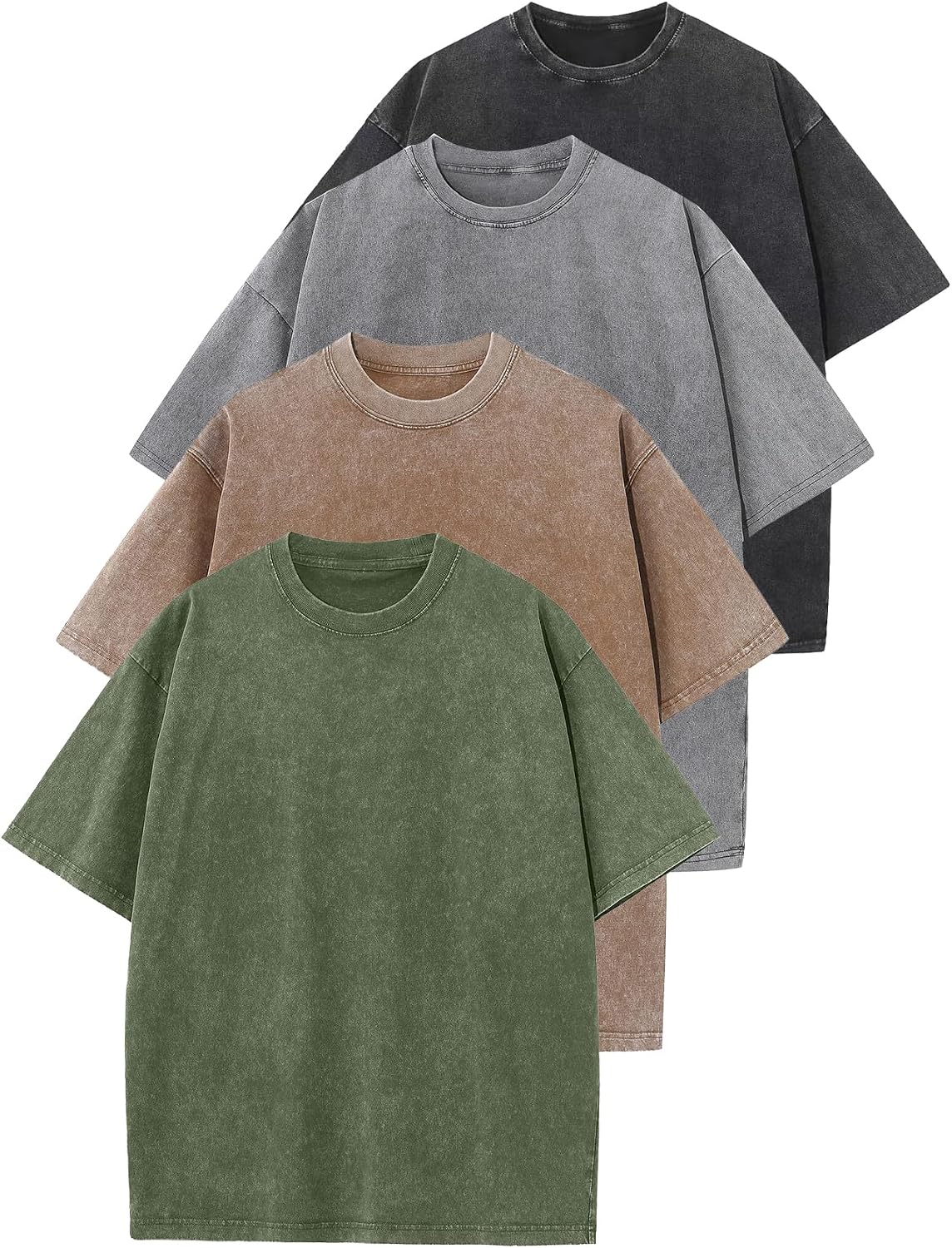 Unisex Washed Cotton Oversized Tee - Loose Baggy Fit, Short Sleeve Vintage Streetwear Top for Daily Layering - Large (28