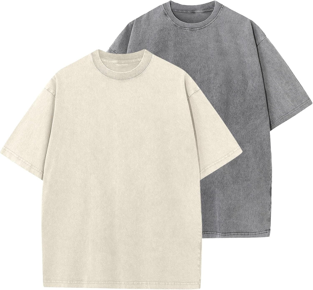 Unisex Vintage Washed Cotton Tee - Oversized Loose Fit, Short Sleeve Crew Neck Top for Relaxed Everyday Styling - Medium