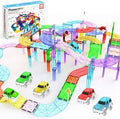PicassoTiles 150 Piece Race Car Track, Magnetic Building Set with 4 Cars 3+