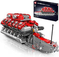 Mould King V12 Engine Model Kit that Runs - Motorized Mini Engines Building Blocks Set with Battery & Gearshift, Car Construc