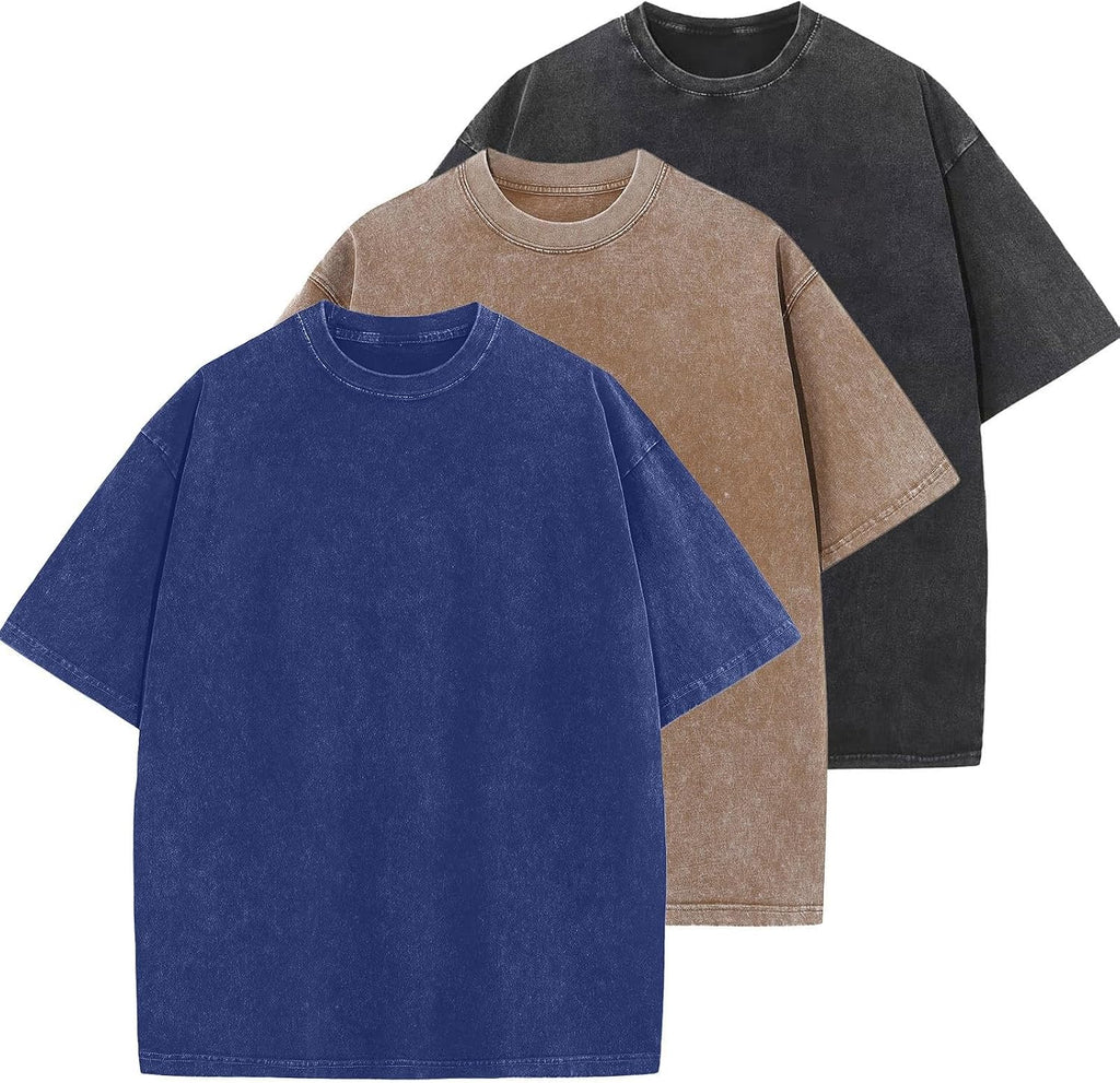 Unisex Cotton Oversized Tee - Loose Wash Solid Basic Top, Short Sleeve Crew Neck for Casual Everyday Layering - Medium