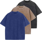 Unisex Cotton Oversized Tee - Loose Wash Solid Basic Top, Short Sleeve Crew Neck for Casual Everyday Layering - Medium