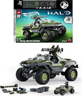 Mattel Brick Shop Hot Wheels Elite Series Halo Building Set, UNSC M12 Warthog with 935 Pieces, Realistic Details and Custom D