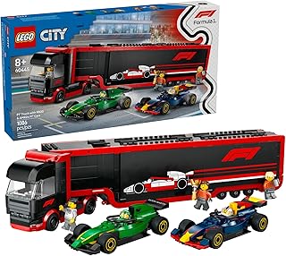 MEOW City F1 Truck with RB20 & AMR24 F1 Car Toys - Model Car Building Toy Set for Kids, Boys and Girls, Ages 8+ - Formula 1 C