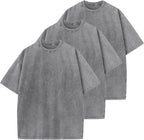 Unisex Cotton Oversized Tee - Loose Wash Solid Basic Top, Short Sleeve Crew Neck for Casual Everyday Layering - Large (2