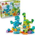 MEOW DUPLO Town 3 in 1 Dinosaurs on Wheels Learning Toy for Toddler Boys & Girls, Ages 3+ - Building & Education Play Set Tea