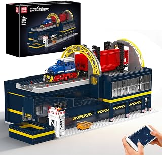 Mould King 17094 Railcar Rotary Dumper Building Set - MOC APP/Remote Control Rotating Tipper Wagon with Wheel Steering System