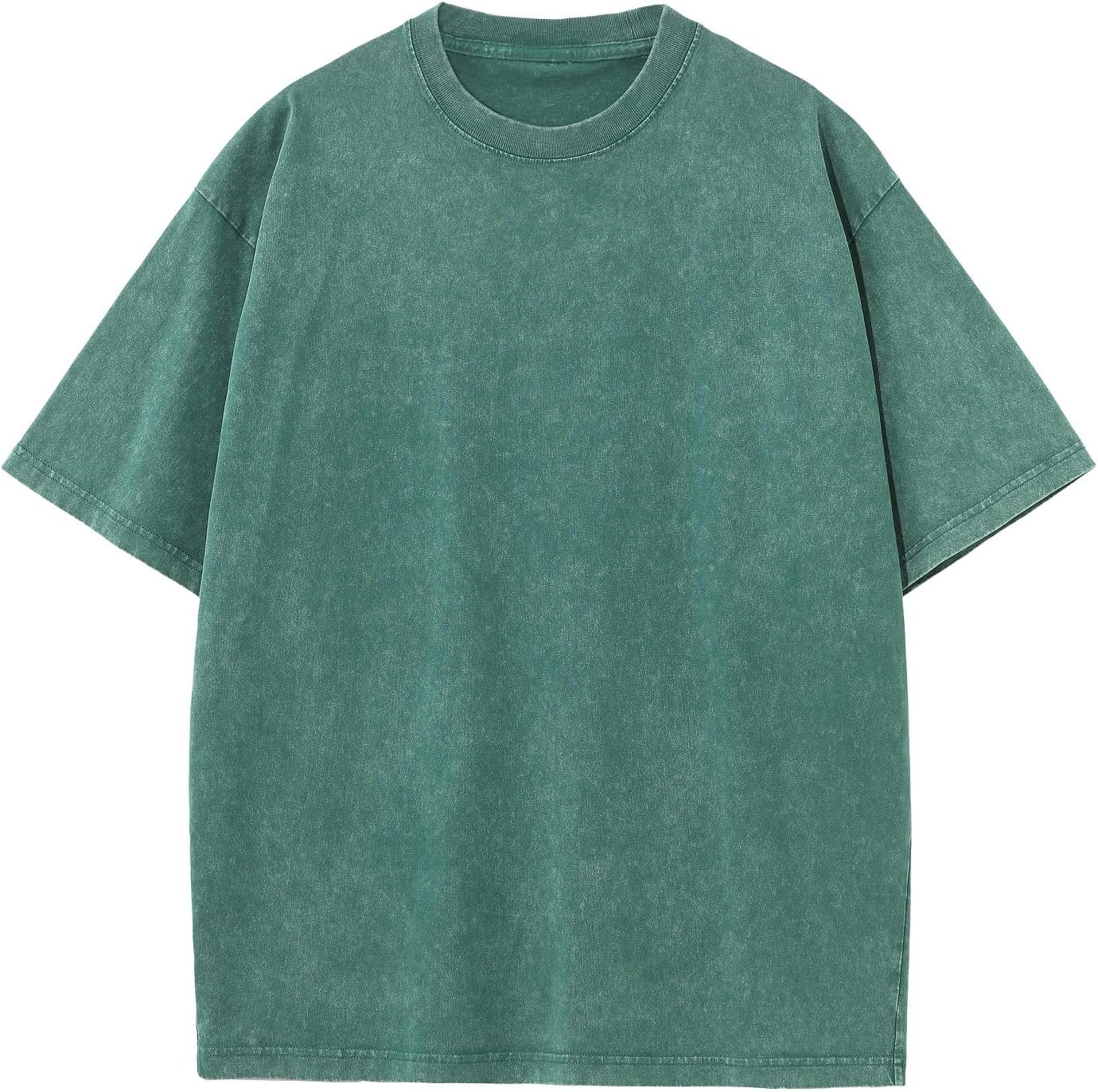 Unisex Vintage Washed Cotton Tee - Oversized Loose Fit, Short Sleeve Crew Neck Top for Relaxed Everyday Styling - Small
