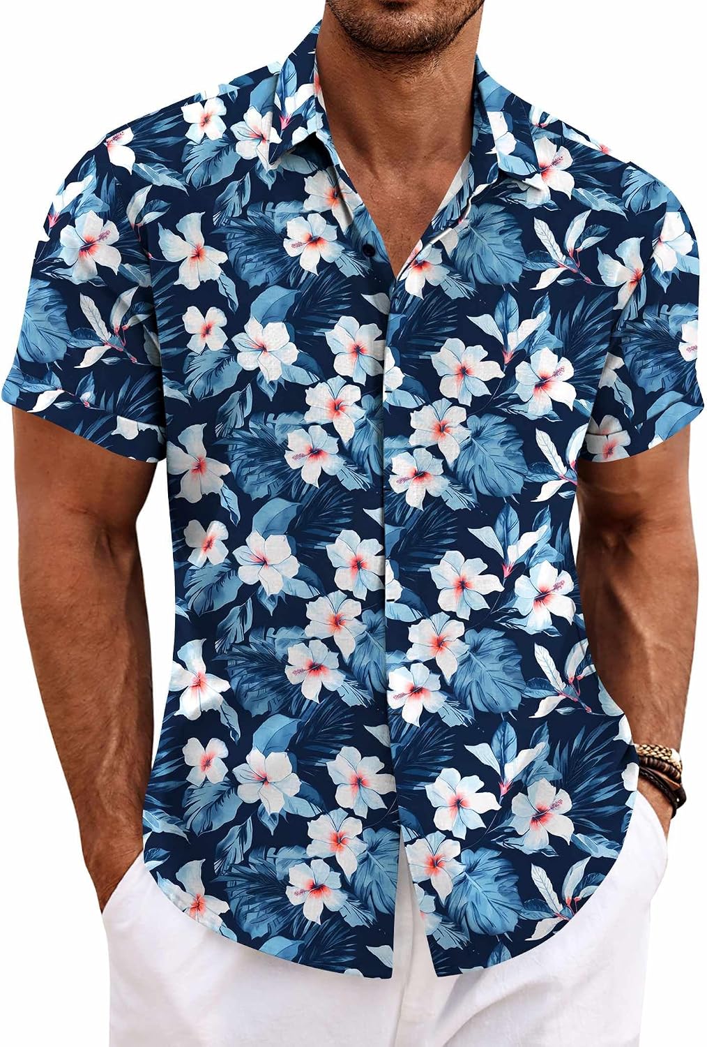 Men's Linen Blend Short Sleeve Shirt - Button Down Casual Fit, Lightweight and Breathable for Summer Beach Weddings - Me