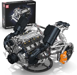 Mould King 10248 V8 Engine Model that Works, Build Your Own Cars Combustion Battery/Motor Blocks Sets for Adults 14+, STEM To