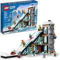 City Ski and Climbing Center Building Toy Set, 3-Level Building with a Ski Slope, 8 Minifigures and 2 Animal Figures for Imag