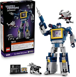 Icons Transformers: Soundwave - Building Set W/Sound Effects for Adults, 18+ - Model Kit W/Ravage & Laserbeak Figures - DIY H