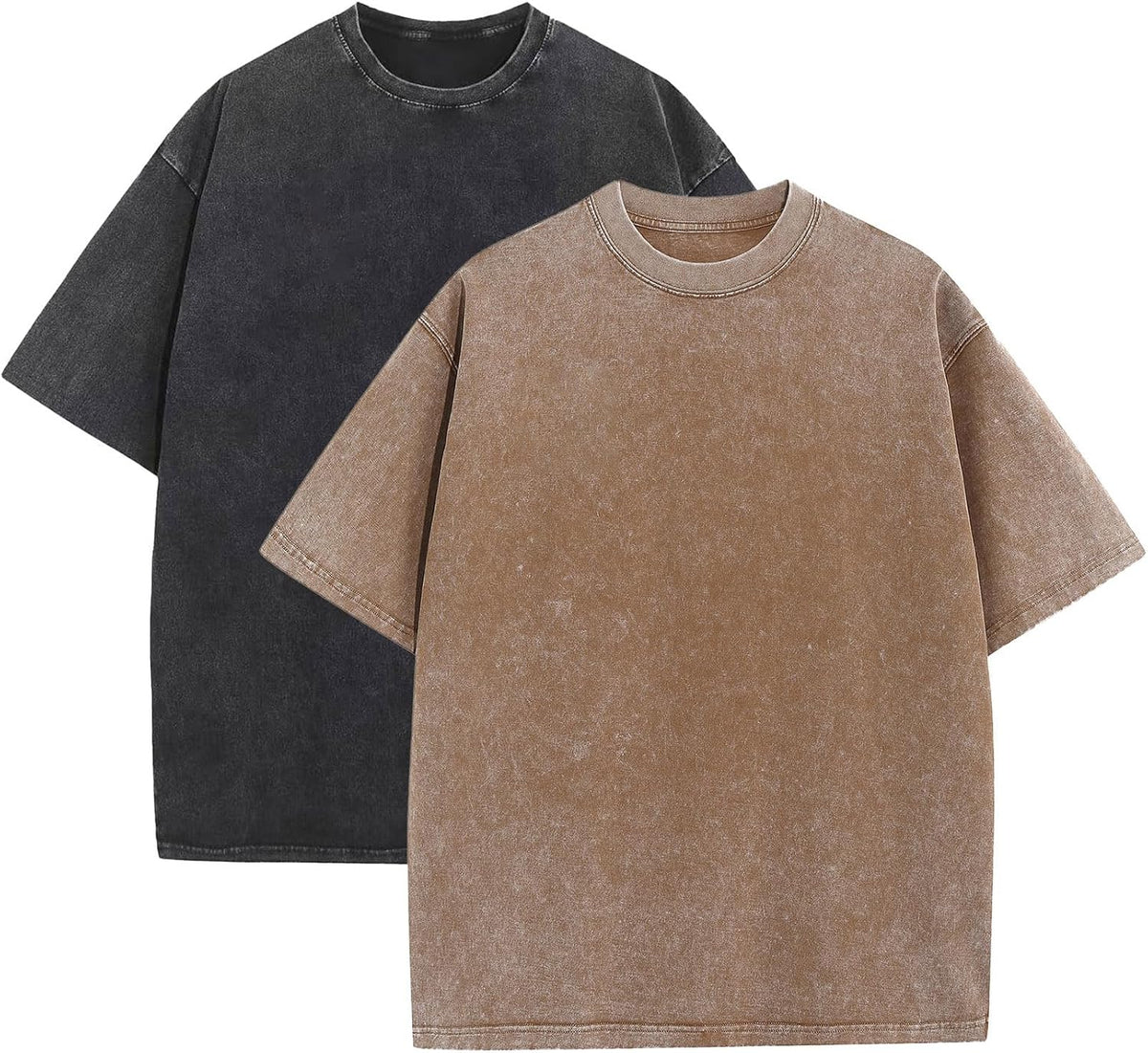 Men's Acid Wash Oversized Tee - Loose Fit Short Sleeve Vintage Streetwear Shirt with a Faded Mottled Finish - Small