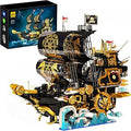 UNCLE BRICK Pirate Ship Building Block Set,with Lights and Power Motor,Steampunk Freedom Number Ship Model，Stem Toys for Ages
