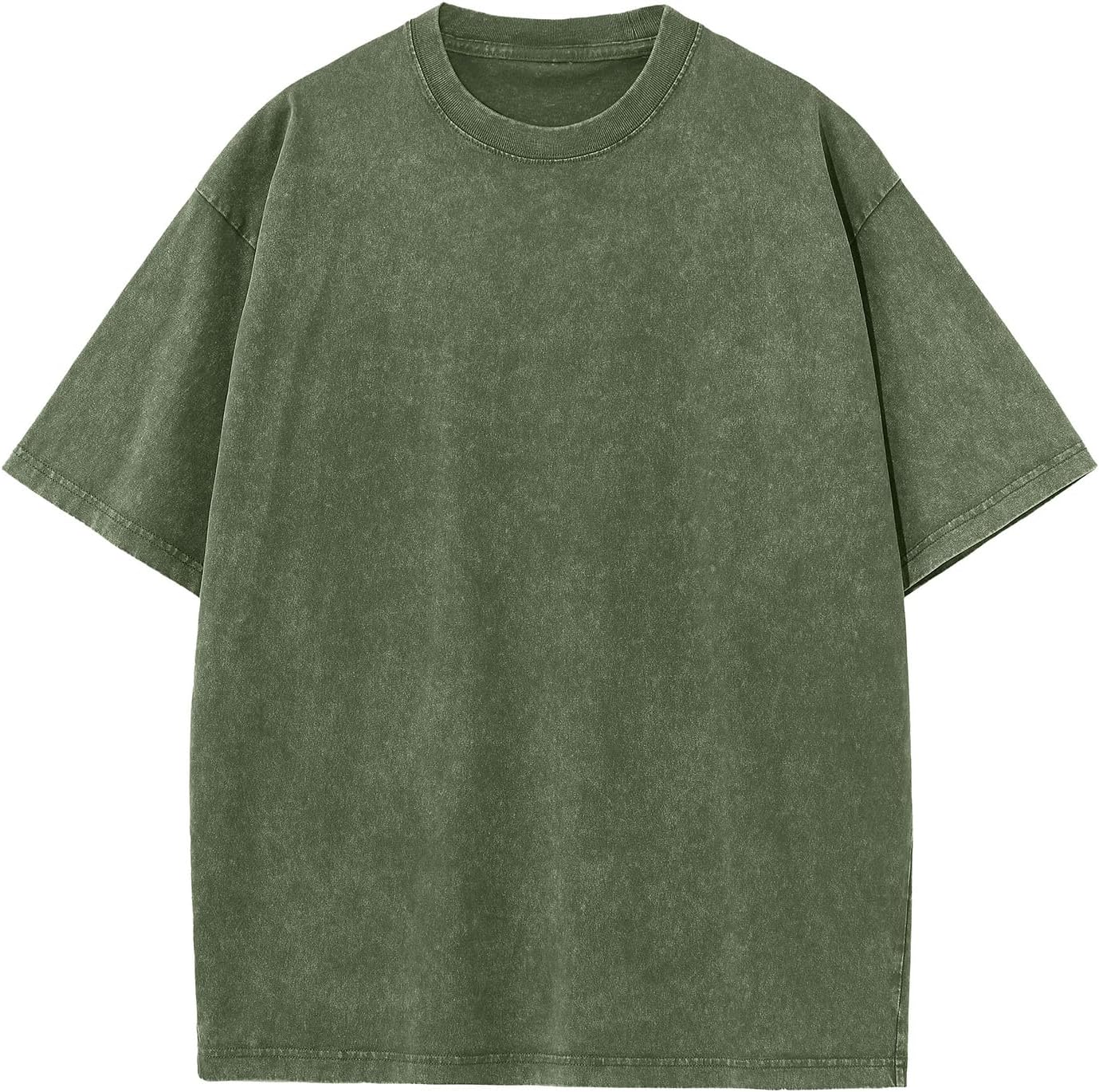 Unisex Cotton Oversized Tee - Loose Wash Solid Basic Top, Short Sleeve Crew Neck for Casual Everyday Layering - Medium