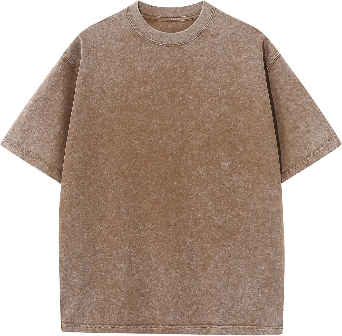 Unisex Cotton Oversized Tee - Loose Wash Solid Basic Top, Short Sleeve Crew Neck for Casual Everyday Layering - Small