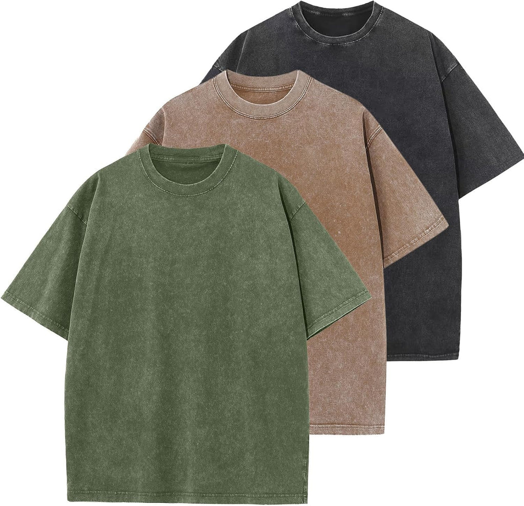Unisex Cotton Oversized Tee - Loose Wash Solid Basic Top, Short Sleeve Crew Neck for Casual Everyday Layering - Small