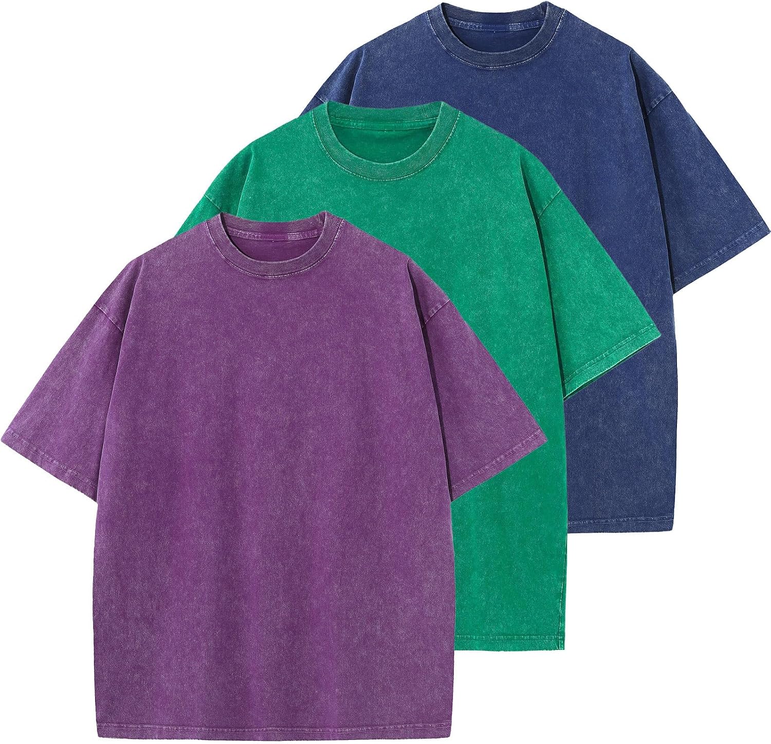 Unisex Cotton Oversized Tee - Loose Wash Solid Basic Top, Short Sleeve Crew Neck for Casual Everyday Layering - Small