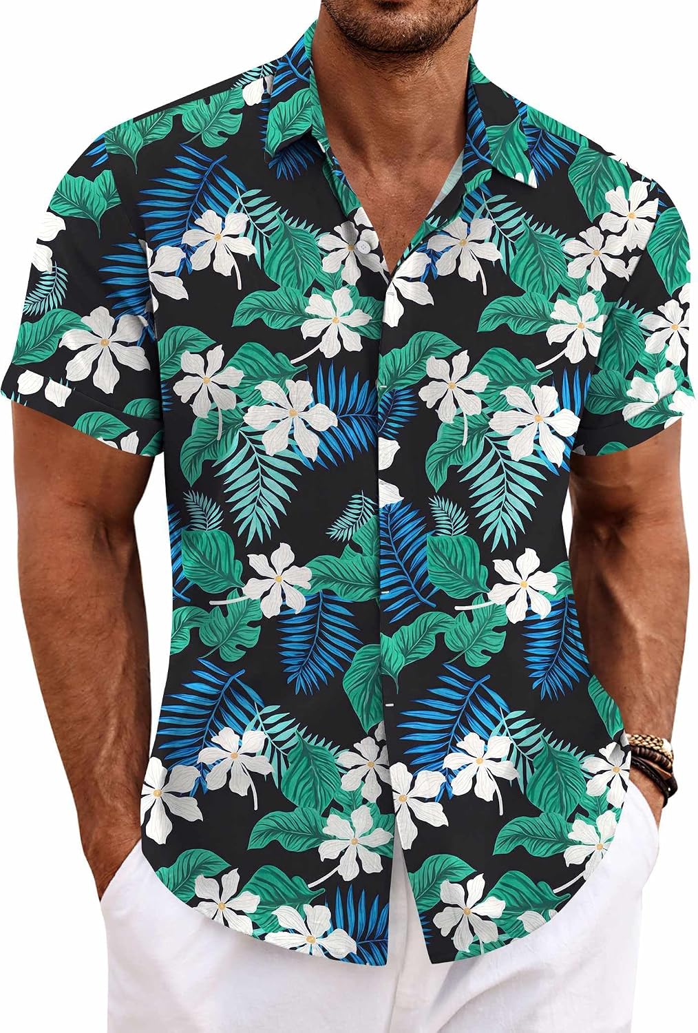 Men's Linen Blend Short Sleeve Shirt - Button Down Casual Fit, Lightweight and Breathable for Summer Beach Weddings - La