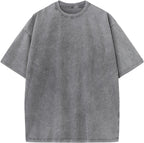 Unisex Washed Cotton Oversized Tee - Loose Baggy Fit, Short Sleeve Vintage Streetwear Top for Daily Layering - Medium