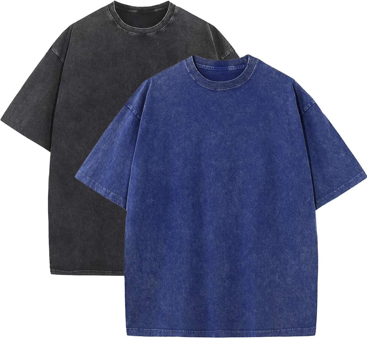 Men's Acid Wash Oversized Tee - Loose Fit Short Sleeve Vintage Streetwear Shirt with a Faded Mottled Finish - Small