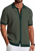 Men's Striped Knit Button-Down Shirt, additional view 1