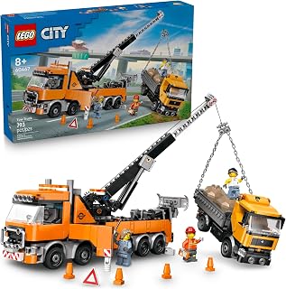 MEOW City Heavy-Duty Recovery Tow Truck with Crane Building Toy - Dump & Tow Truck Toys for Boys & Girls, Ages 8+ - Pretend P
