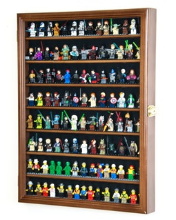 Large 110+ Mini Figures Minifigures Display Case Cabinet Small Action Figure Toys Collectible Wall Shelf w/ 98% UV Protection