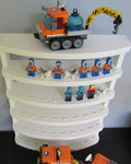 Large Curved Minifigure Display Shelf/Stand, white poly lumber, holds 50 figures.