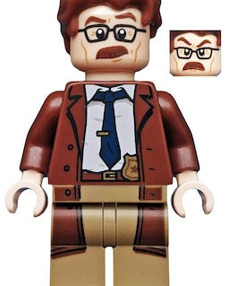 Lego MINIFIGURE Commissioner Gordon - Reddish Brown Hair and Coat