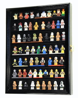 70 Minifigures Display Case Cabinet Miniatures Figurines Small Action Figure Toys Collectible Wall Shelf w/ 98% UV Protection