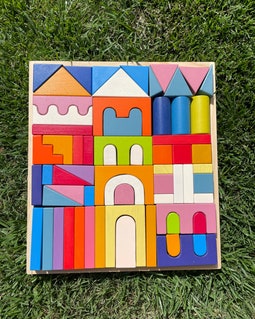 XL Castle Building Set 64 Piece Great Block Set Castle Montessori Open-Ended Wooden Stacking Toy Art Building Block