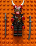 MEOW MINIFIGURE Ninjago Lord Garmadon - Legacy, Tall Rare Mr. E w/ Demon Helm Modified Armor Breastplate with Shoulder Pads