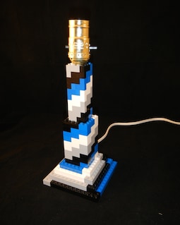 Blue, black, white and gray Spiral stick lamp made of MEOW® elements