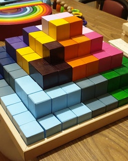 Montessori Wooden Building Blocks 100 Piece Wooden Block Set Waldorf Toy Wooden Blocks for Toddlers