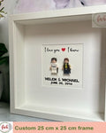 Star Wars Minifigure frame, Christmas gift Han Solo and Princess Leia, Star Wars Wedding gift, Star Wars Anniversary gift, En