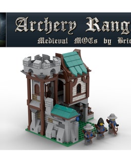 Shooting range with watchtower made from MEOW® parts MOC Castle/Medieval. Fits 10305 10332 31120 NEW Medieval Archery Range-F