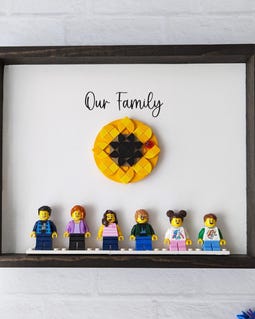 Custom Minifigure Family Frame Sunflower Decor Personalized Gift for Mom