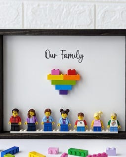 Custom Brick Figure Family Frame Personalized Family Name Sign Pet Minifigure Options Heart Decor