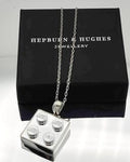 Building Block Pendant Chrome Coated 15mm Sterling Silver