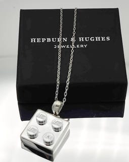 Building Block Pendant Chrome Coated 15mm Sterling Silver