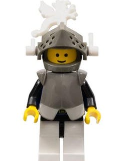 Lego Vintage MINIFIGURE Breastplate - Armor over Blue, Dark Gray Helmet and Visor, White Dragon Plumes