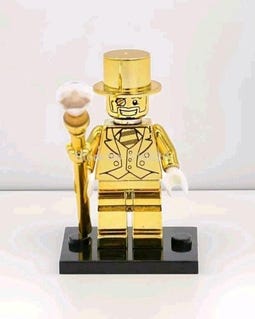 Mr. Gold Minifigure MEOW QUALITY - Custom Printed Chrome