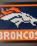 Denver Broncos Pixelated Brick Wall Art Framed