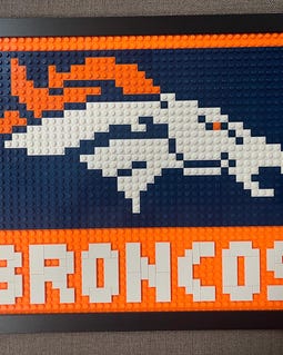 Denver Broncos Pixelated Brick Wall Art Framed